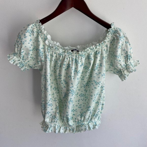 Freshman (Nordstrom Brand) Lettuce Edge Pointelle Floral Top - Picture 3 of 8